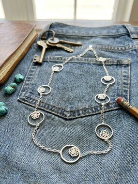 "Camellia" Open Circle Station Long Necklace Brighton